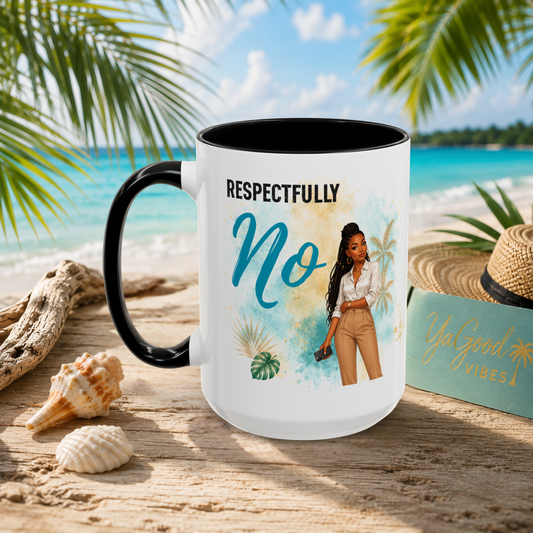 Respectfully No – 15oz Caribbean Office Humor Coffee Mug | Funny Work Gift