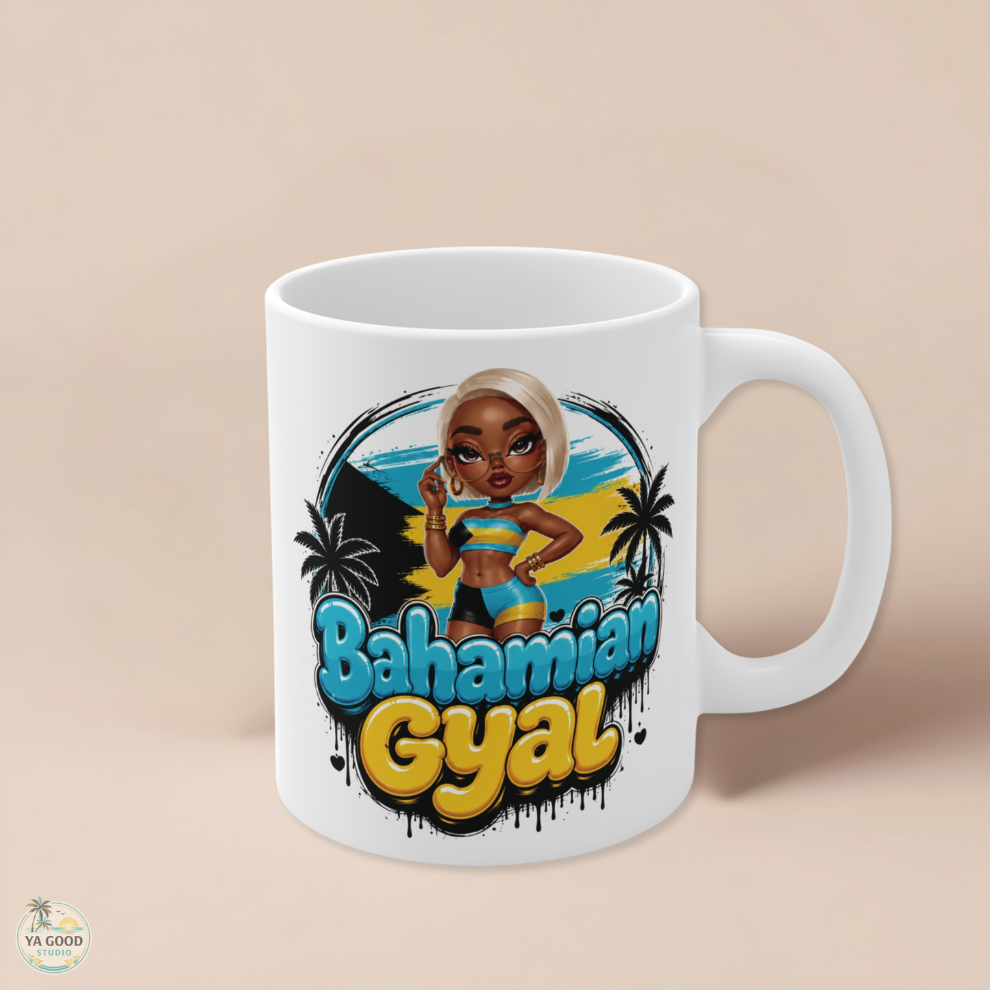 Bahamian Gyal Ceramic Mug — Tropical Beach Vibe Coffee Cup (11oz/15oz)