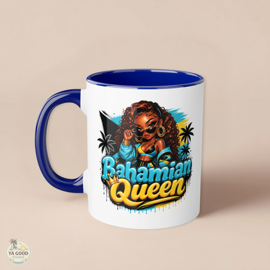 Bahamian Queen Accent Mug — 11oz Black-Handle Coffee Cup