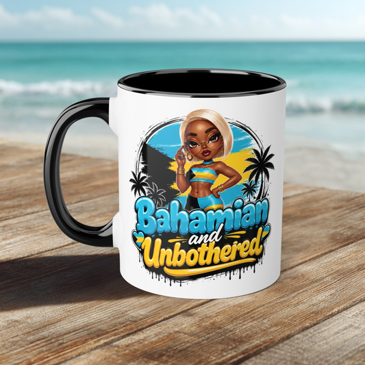 Bahamian and Unbothered Accent Mug — 11oz Tropical Island Coffee Cup