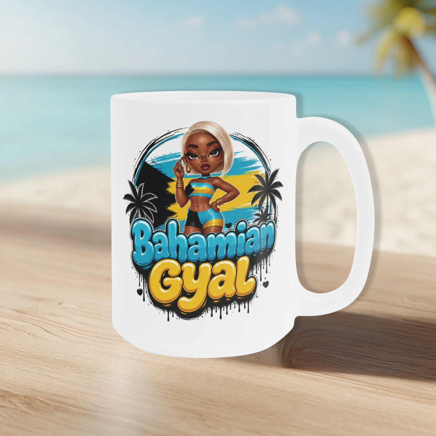 Bahamian Gyal Ceramic Mug — Tropical Beach Vibe Coffee Cup (11oz/15oz)