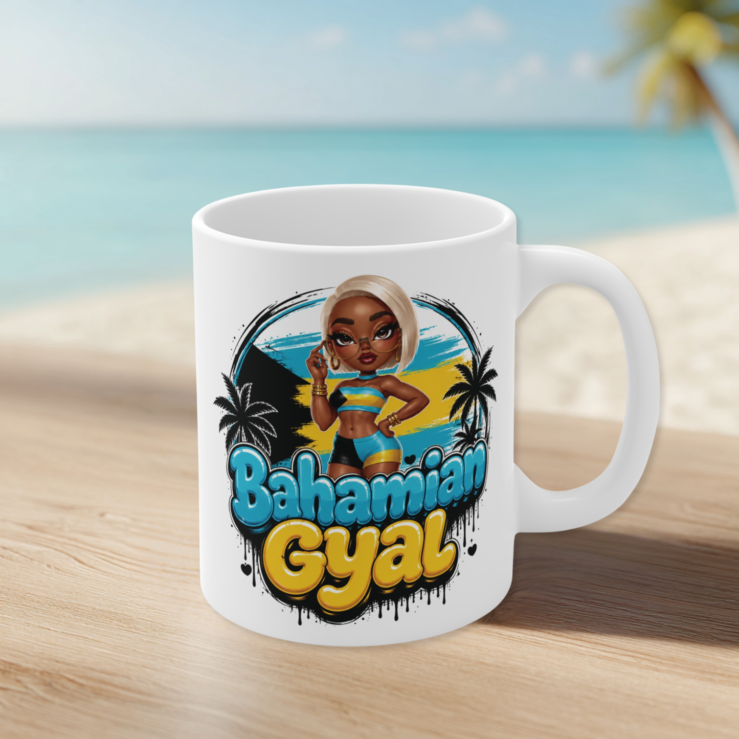 Bahamian Gyal Ceramic Mug — Tropical Beach Vibe Coffee Cup (11oz/15oz)