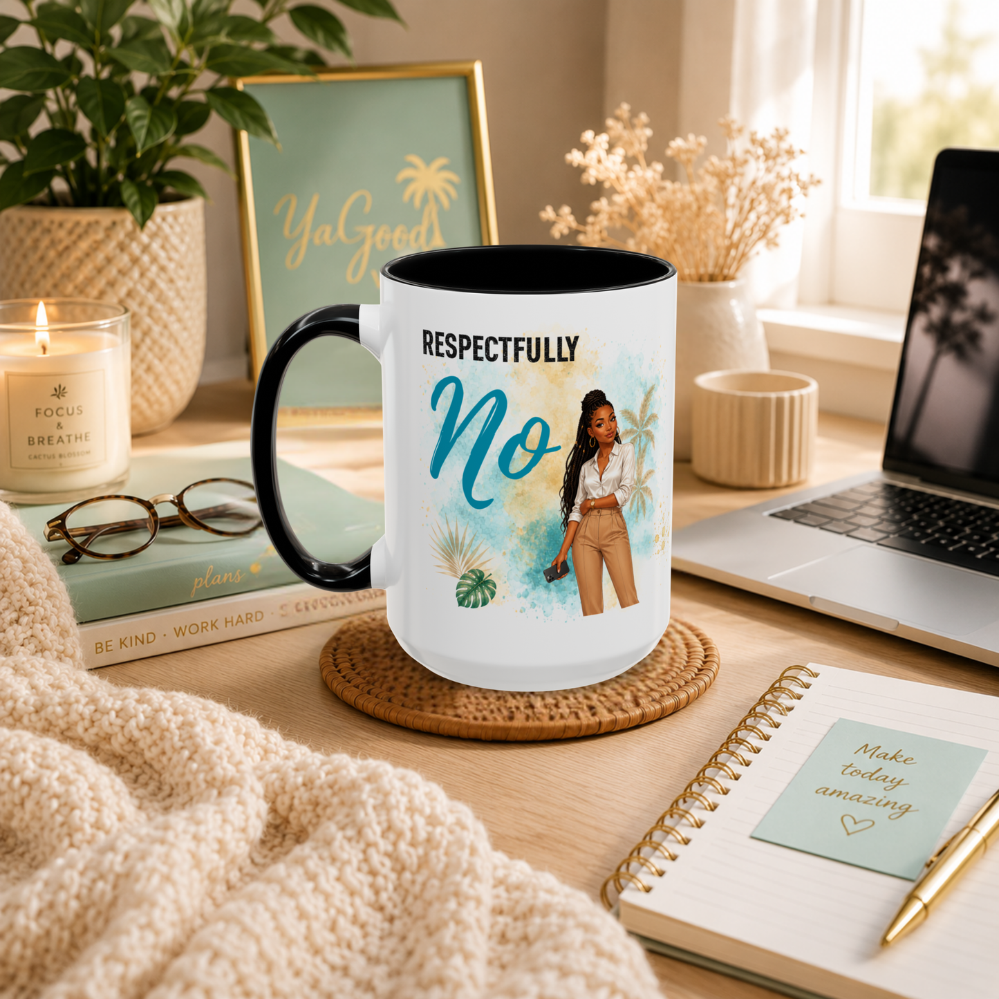 Respectfully No – 15oz Caribbean Office Humor Coffee Mug | Funny Work Gift