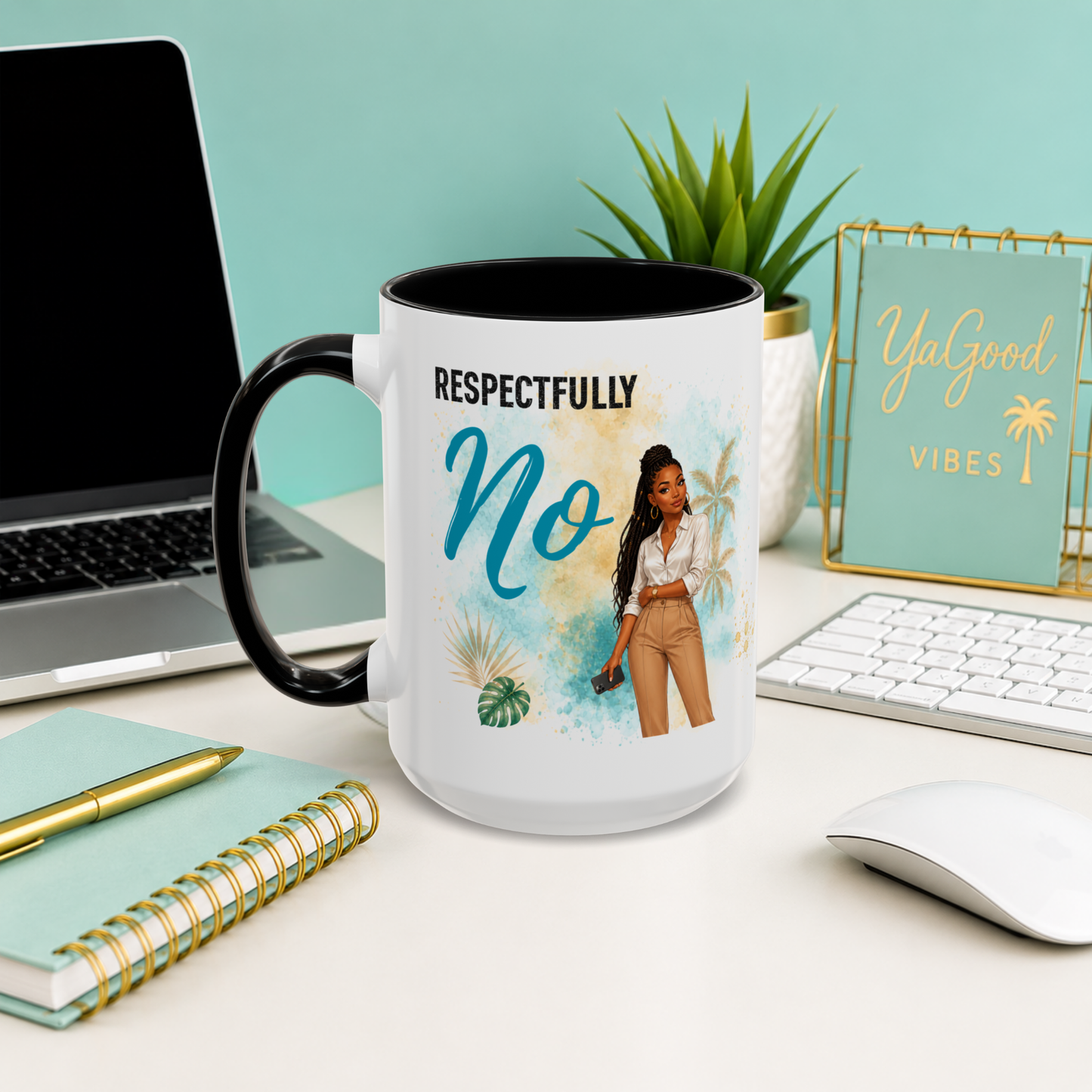 Respectfully No – 15oz Caribbean Office Humor Coffee Mug | Funny Work Gift