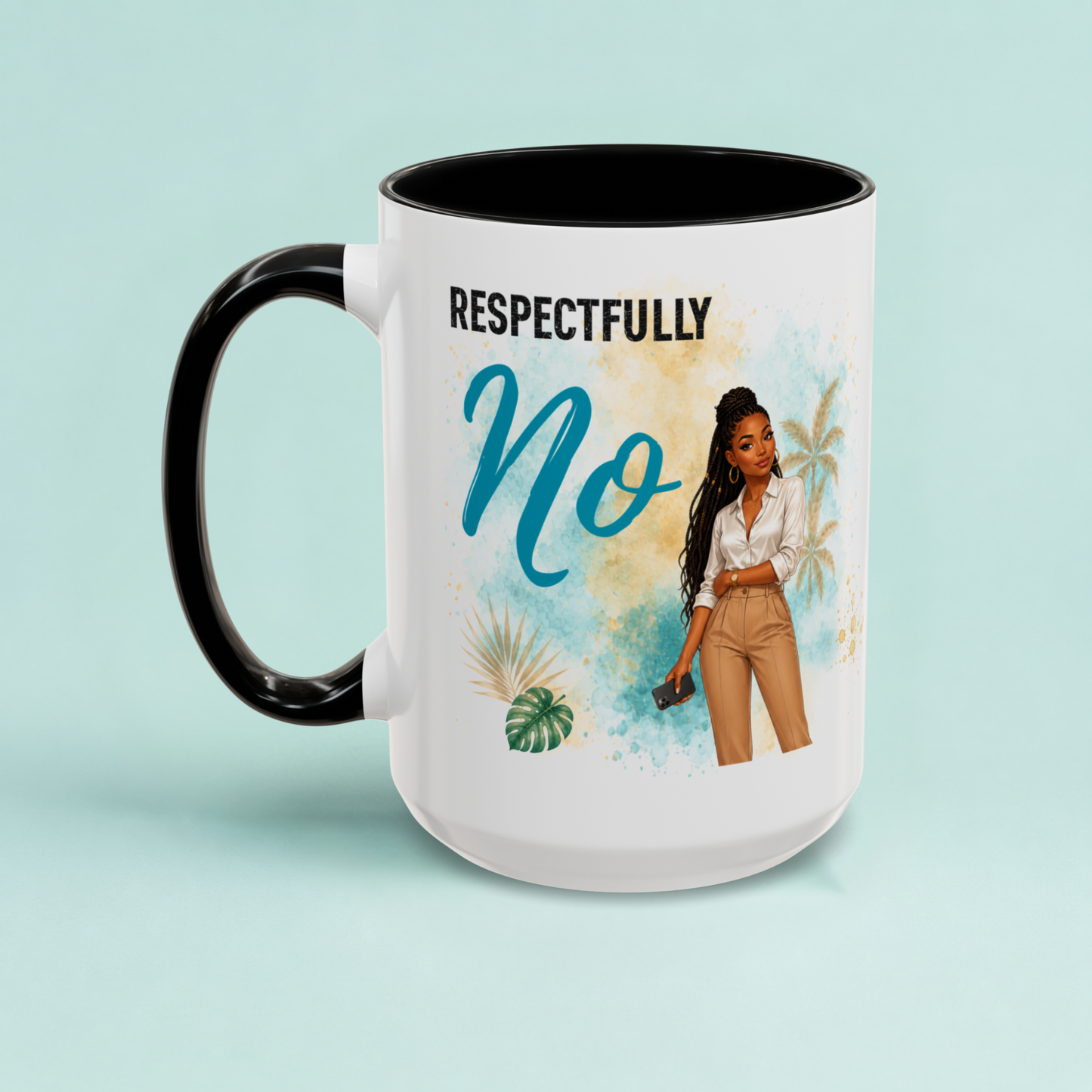 Respectfully No – 15oz Caribbean Office Humor Coffee Mug | Funny Work Gift