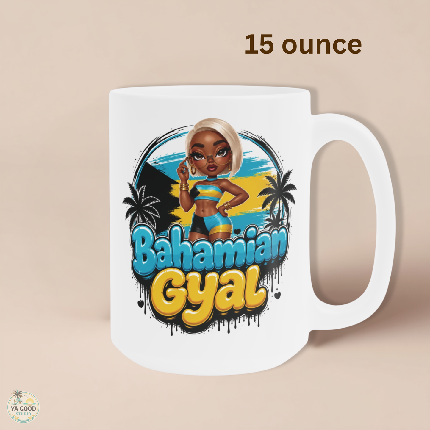 Bahamian Gyal Ceramic Mug — Tropical Beach Vibe Coffee Cup (11oz/15oz)